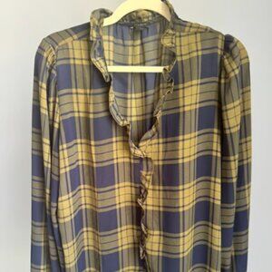 Ann Taylor Factory Sheer Plaid Blouse